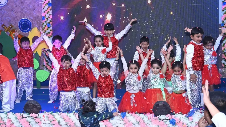 Children performing a dance on Annual Day at Sunbeam World School, Varanasi