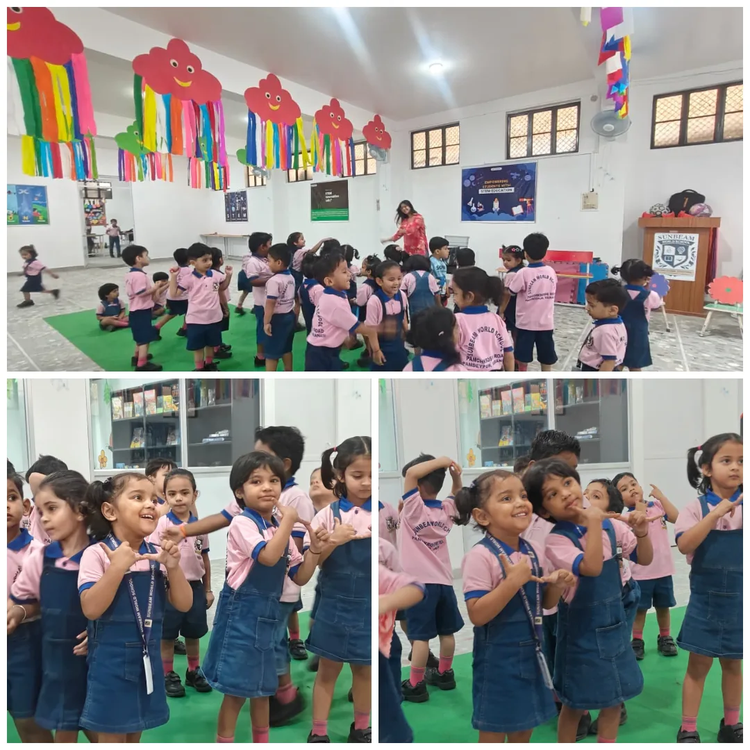 Students enjoying an activity session at Sunbeam World School, Varanasi